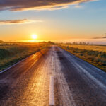 Beautiful view of a road at sunrise in the early morning